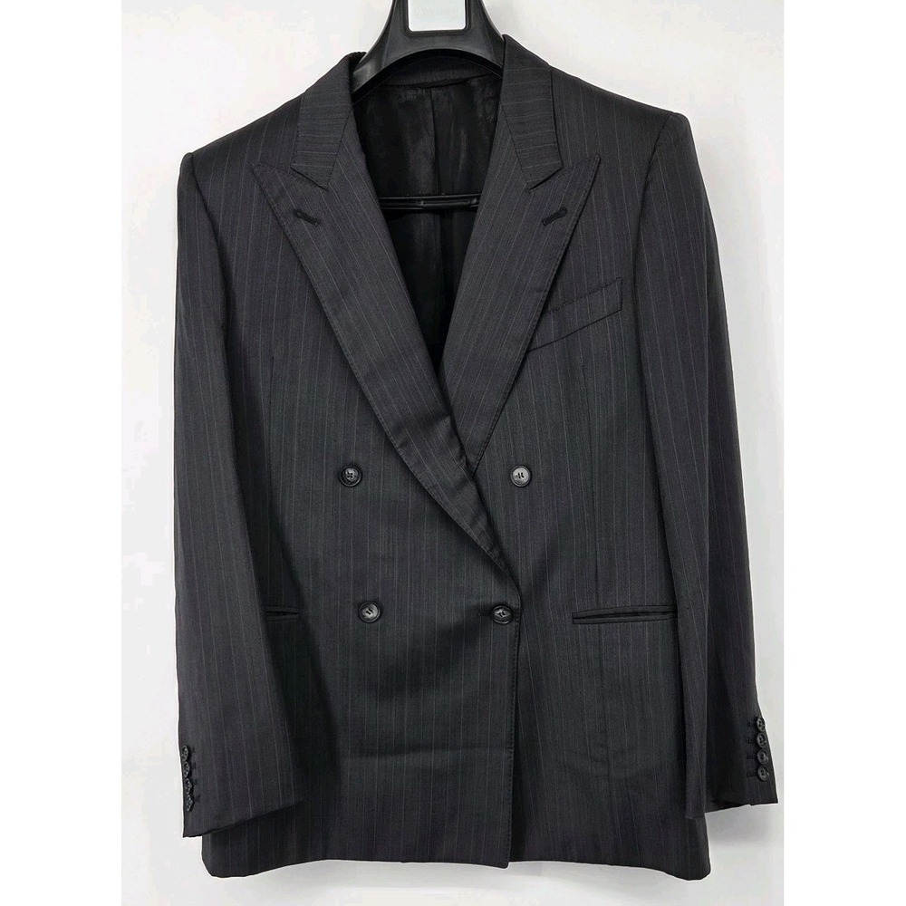 Ermenegildo Zegna Double Breasted Gray Striped Wool Blazer Jacket US 44R Vintage - Picture 1 of 8